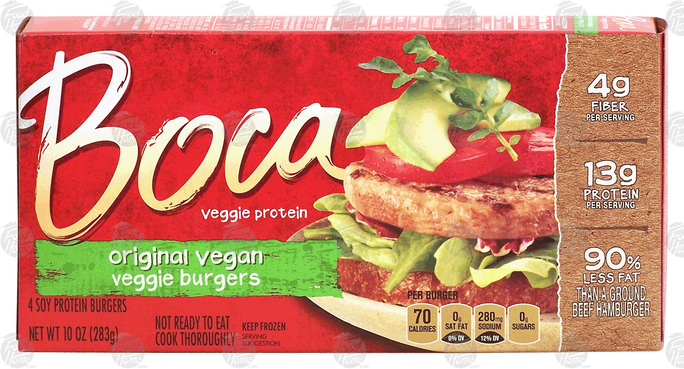 Boca Veggie Protein original vegan veggie burgers, 4 soy protein burgers Full-Size Picture